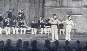 Performance of the jazz orchestra of the Theater of the Red Banner Baltic Fleet.  Leningrad, 1943. ( -    . , 1943.) (Belyaev)