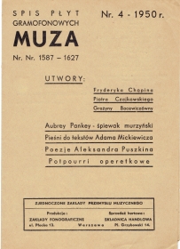 Muza -  4-1950. (Muza - Katalog  4-1950 r.) (Jurek)