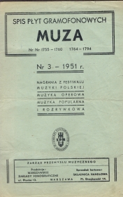 Muza -  3-1951. (Muza - Katalog  3-1951 r.) (Jurek)