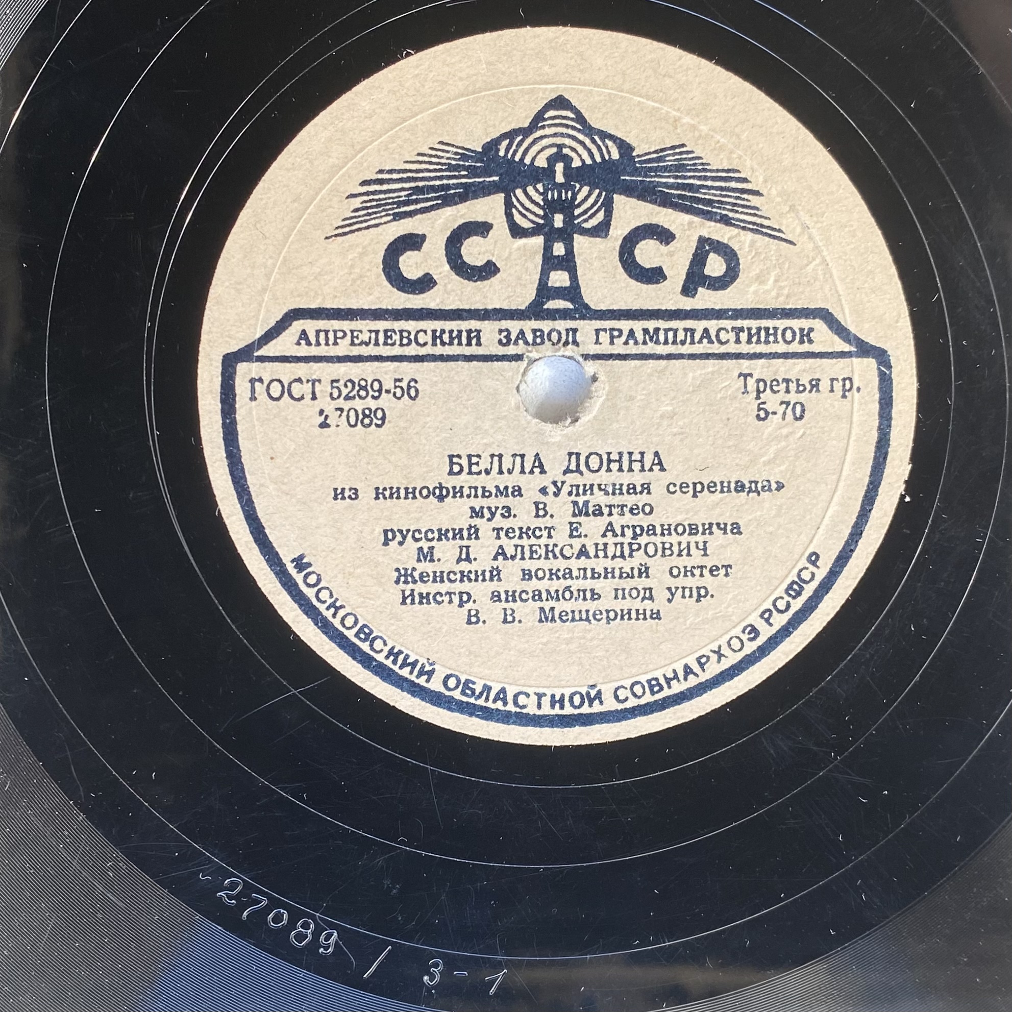 Bella Bella Donna (Белла донна), song (Film «Street Serenade»)