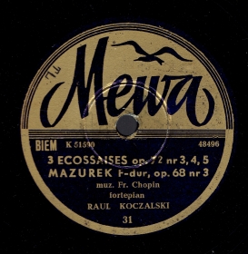 3 Ecossaises Op.72 No. 3, 4, 5.    Op.68  3. (3 Ecossaises Op.72 Nr 3, 4, 5. Mazurek F-dur Op.68 Nr 3.),   (Jurek)