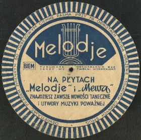 Promo strobe disc of "Mewa" and "Melodje" (Reklamowy, stroboskopowy kalibrator obrotów "Mewa" i "Melodje"), advertisement (crooner)