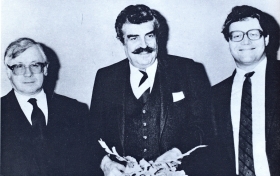 Jan Frenkel with Yu. Saulsky (left) and A. Zhurbin. The photo. (Ян Френкель с Ю. Саульским (слева) и А. Журбиным. Фотография.) (Belyaev)