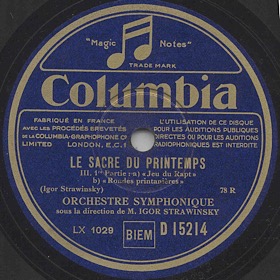 The Rite of Spring, III.  1.Part: a) "Kidnapping Game"  b) "Spring Rounds" (  , III. - ) " ", ) " ",1 ), symphony piece (Balet [ru] [fr]Le Sacre du printemps) (Zonofon)