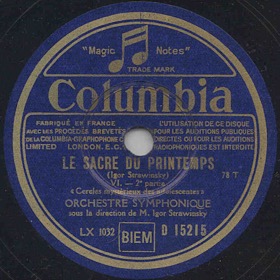 The Rite of Spring, VI.  - Part 2  "Mysterious Circles of Teenage Girls" (  , VI. - 2  - "  .   "), symphony piece (Balet [ru] [fr]Le Sacre du printemps) (Zonofon)