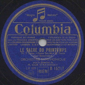 The Rite of Spring, IX. 2 Part.  "Sacred Dance", 1 Part (  , IX. 2  - "  ", 1 ), symphony piece (Balet [ru] [fr]Le Sacre du printemps) (Zonofon)