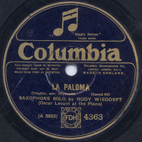 A Dove (La Paloma), solo piece (Zonofon)