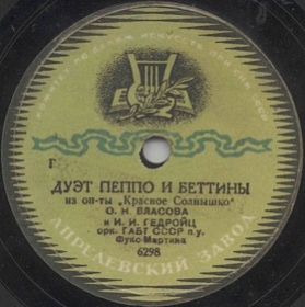 Duet of Peppo and Bettina (   ) (Operetta La Mascotte) (Zonofon)