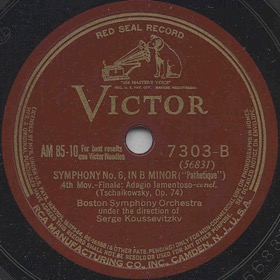 Symphony No.6, in B minor ("Pathetique") 4st Mov.- Finale; Adagio lamentoso - concl. ( 6 ,  , "", 4st Mov.- Finale; Adagio lamentoso - concl.), symphony piece (Symphony Sixth "Pathetique") (Zonofon)