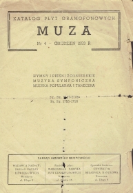 Muza - Katalog  4- 1953. (Muza - Katalog  4-1953 r.) (Jurek)